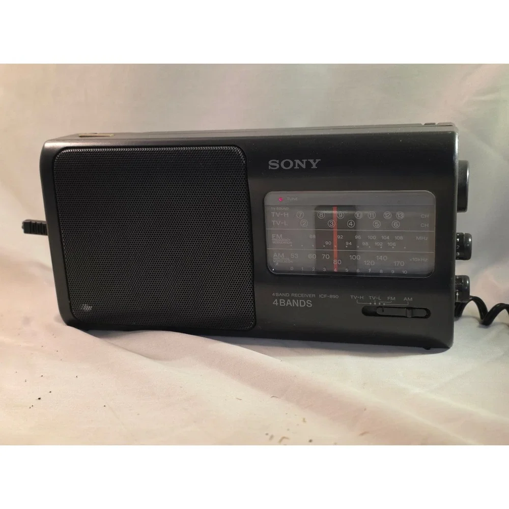Sony ICF-890 4-Band Portable Radio Receiver TV-H TV-L FM AM Vintage Black